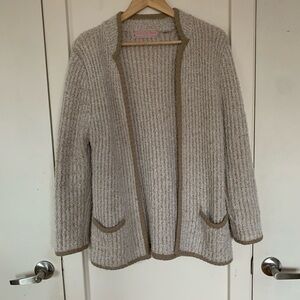 Women's Beige Open-Front Sweater